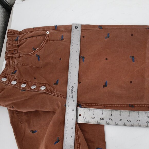 Anthropologie Pants Womens 27 Pilcro The Arch Tapered Embroidered Duck bowleg - Picture 6 of 13